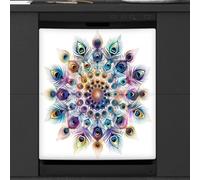 Mexpekil Housse magnétique colorée pour lave-vaisselle Motif plumes de paon 53,3 x 66 cm