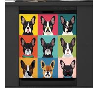 Mexpekil Housse magnétique colorée pour lave-vaisselle Motif tête de bouledogue français 53,3 x 66 cm
