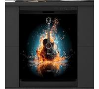 Mexpekil Housse magnétique décorative étanche pour lave-vaisselle Motif guitare musicale 53,3 x 66 cm