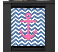 Mexpekil Housse magnétique décorative imperméable pour lave-vaisselle Motif ancre et zigzag Bleu 53,3 x 66 cm