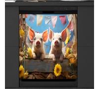 Mexpekil Housse magnétique décorative imperméable pour lave-vaisselle Motif cochon et tournesol 58,4 x 66 cm