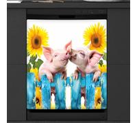 Mexpekil Housse magnétique décorative imperméable pour lave-vaisselle Motif cochon tournesol 58,4 x 66 cm