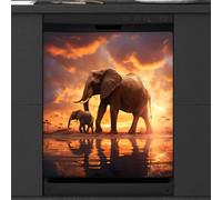 Mexpekil Housse magnétique décorative imperméable pour lave-vaisselle Motif éléphant africain 53,3 x 66 cm