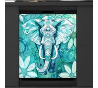 Mexpekil Housse magnétique décorative imperméable pour lave-vaisselle Motif éléphant Bleu sarcelle 53,3 x 66 cm