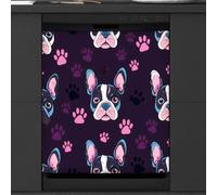Mexpekil Housse magnétique décorative imperméable pour lave-vaisselle Motif empreintes de pattes de bouledogue français 53,3 x 66 cm