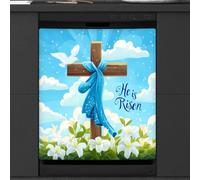 Mexpekil Housse magnétique décorative imperméable pour lave-vaisselle Motif lys blanc He Is Risen 53,3 x 66 cm