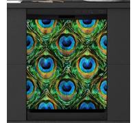 Mexpekil Housse magnétique décorative imperméable pour lave-vaisselle Motif plumes de paon 53,3 x 66 cm