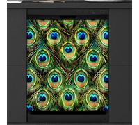 Mexpekil Housse magnétique décorative imperméable pour lave-vaisselle Motif plumes de paon 53,3 x 66 cm