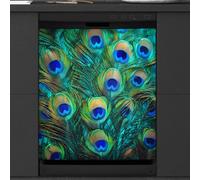 Mexpekil Housse magnétique décorative imperméable pour lave-vaisselle Motif plumes de paon 53,3 x 66 cm