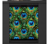 Mexpekil Housse magnétique décorative imperméable pour lave-vaisselle Motif plumes de paon 58,4 x 66 cm