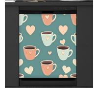 Mexpekil Housse magnétique décorative imperméable pour lave-vaisselle Motif tasses à café 53,3 x 66 cm