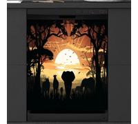 Mexpekil Housse magnétique pour lave-vaisselle, animaux migrateurs de safari, éléphant, cerf, autocollant magnétique pour lave-vaisselle, cuisine, décoration artistique