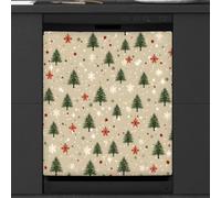 Mexpekil Housse magnétique pour lave-vaisselle, arbre de Noël vert, flocons de neige rouges et blancs, autocollant magnétique pour lave-vaisselle, cuisine, décoration artistique