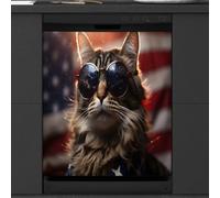 Mexpekil Housse magnétique pour lave-vaisselle, beau drapeau de chat, patriotisme, autocollant magnétique pour lave-vaisselle, cuisine, décoration artistique