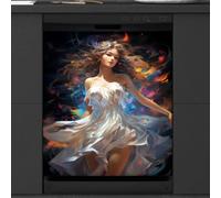 Mexpekil Housse magnétique pour lave-vaisselle - Belle dans une chemise de nuit fantaisie aquarelle magnétique pour lave-vaisselle - Décoration artistique pour lave-vaisselle