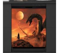 Mexpekil Housse magnétique pour lave-vaisselle, dinosaures vs dinosaures, science-fiction sur le thème des animaux de science-fiction, couverture magnétique pour lave-vaisselle, cuisine, décoration