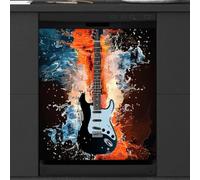 Mexpekil Housse magnétique pour lave-vaisselle, guitare électronique, eau et feu, 66 x 53 cm, couverture magnétique pour cuisine et lave-vaisselle