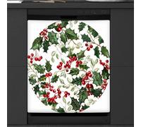 Mexpekil Housse magnétique pour lave-vaisselle, Holly Berry Bliss - Autocollant magnétique pour lave-vaisselle - Décoration artistique