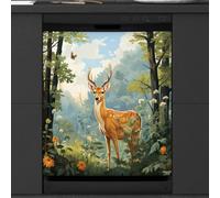 Mexpekil Housse magnétique pour lave-vaisselle, motif animal de dessin animé, impression artistique, autocollant magnétique pour lave-vaisselle, cuisine, décoration artistique