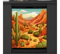 Mexpekil Housse magnétique pour lave-vaisselle Motif cactus du désert