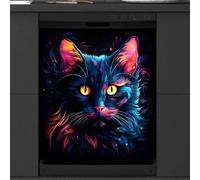 Mexpekil Housse magnétique pour lave-vaisselle, motif chat noir, chat rouge, bleu sur le thème des animaux