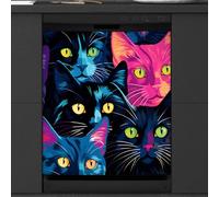 Mexpekil Housse magnétique pour lave-vaisselle, motif chat regardant au loin, romantique, autocollant magnétique pour lave-vaisselle, cuisine, décoration artistique