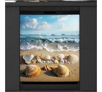 Mexpekil Housse magnétique pour lave-vaisselle Motif coquillages et vagues