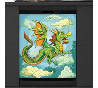 Mexpekil Housse magnétique pour lave-vaisselle, motif dragon volant chinois Xiangyun sur le thème des animaux