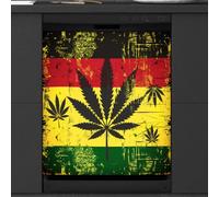 Mexpekil Housse magnétique pour lave-vaisselle - Motif drapeau du mouvement rastafari - Reggae - Rastafarisme - Grounation - Autocollant magnétique pour lave-vaisselle - Décoration artistique