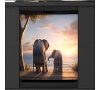 Mexpekil Housse magnétique pour lave-vaisselle Motif éléphant africain coucher de soleil 53,3 x 66 cm