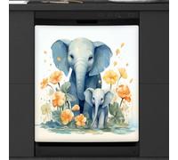 Mexpekil Housse magnétique pour lave-vaisselle Motif éléphant et fleur 53,3 x 66 cm