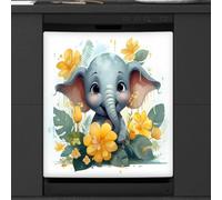 Mexpekil Housse magnétique pour lave-vaisselle Motif éléphant et fleur 53,3 x 66 cm