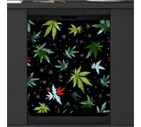 Mexpekil Housse magnétique pour lave-vaisselle - Motif feuille - Mouvement rastafari - Rastafarisme - Reggae Grounation - Autocollant magnétique pour lave-vaisselle - Décoration artistique