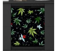 Mexpekil Housse magnétique pour lave-vaisselle - Motif feuille - Rastafarianisme - Reggae Grounation - Autocollant magnétique pour lave-vaisselle - 66 x 53 cm