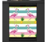 Mexpekil Housse magnétique pour lave-vaisselle, motif flamant rose, ananas pixel, autocollant magnétique pour lave-vaisselle, cuisine, décoration artistique