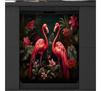 Mexpekil Housse magnétique pour lave-vaisselle - Motif flamant rose - Oiseaux de pluie - Animaux - Autocollant magnétique pour lave-vaisselle - Décoration artistique