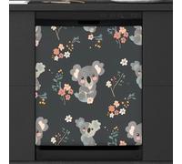 Mexpekil Housse magnétique pour lave-vaisselle, motif koala, fleur, animal de dessin animé, autocollant magnétique pour lave-vaisselle, cuisine, décoration artistique