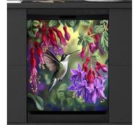 Mexpekil Housse magnétique pour lave-vaisselle Motif orchidée violette Colibri 53,3 x 66 cm