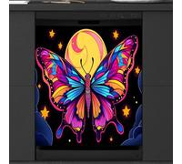 Mexpekil Housse magnétique pour lave-vaisselle, motif papillon coloré, animal magnétique, autocollant pour lave-vaisselle, cuisine, décoration artistique