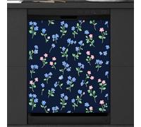 Mexpekil Housse magnétique pour lave-vaisselle Motif petites fleurs bleues