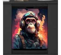 Mexpekil Housse magnétique pour lave-vaisselle Motif singe avec écouteurs Motif animal