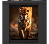 Mexpekil Housse magnétique pour lave-vaisselle, motif tigre dans la neige, thème animal réaliste, autocollant magnétique pour lave-vaisselle, cuisine, décoration artistique