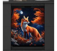 Mexpekil Housse magnétique pour lave-vaisselle Orange Tree Fox Night | Housses décoratives réutilisables pour lave-vaisselle - Panneau avant magnétique - 58,4 x 66 cm - Autocollant pour appareils