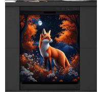 Mexpekil Housse magnétique pour lave-vaisselle Orange Tree Fox Night | Housses décoratives réutilisables pour lave-vaisselle, panneau avant magnétique, autocollant pour appareils de cuisine