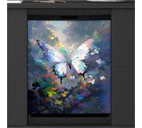 Mexpekil Housse magnétique pour lave-vaisselle - Papillon avec ailes transparentes - Motif animal réaliste - 66 x 53 cm