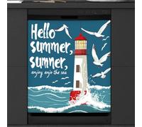 Mexpekil Housse magnétique pour lave-vaisselle, phare, mer, mouette, autocollant magnétique pour lave-vaisselle, cuisine, décoration artistique