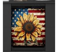 Mexpekil Housse magnétique rétro pour lave-vaisselle Motif drapeau américain tournesol 58,4 x 66 cm