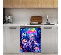 Mexpekil Jellyfish Aimant de lave-vaisselle néon 53,3 x 66 cm autocollant décoratif pour porte d'entrée étanche