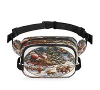 Mexpekil Jolly Santa Adventure Sac banane imperméable avec fermeture éclair bidirectionnelle et sangle réglable, Noir