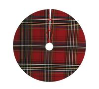 Mexpekil Jupe de sapin de Noël 76,2 cm - Couverture de base de sapin de Noël - Tartan rouge - Tapis rond pour décorations de Noël